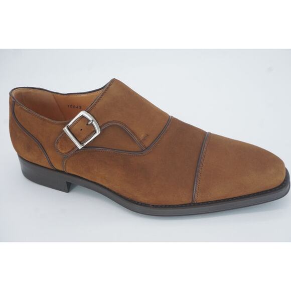 Magnanni Brown Suede Monk Strap Slip On Loafers Size 8 Saddle shoe 10043 main image 8